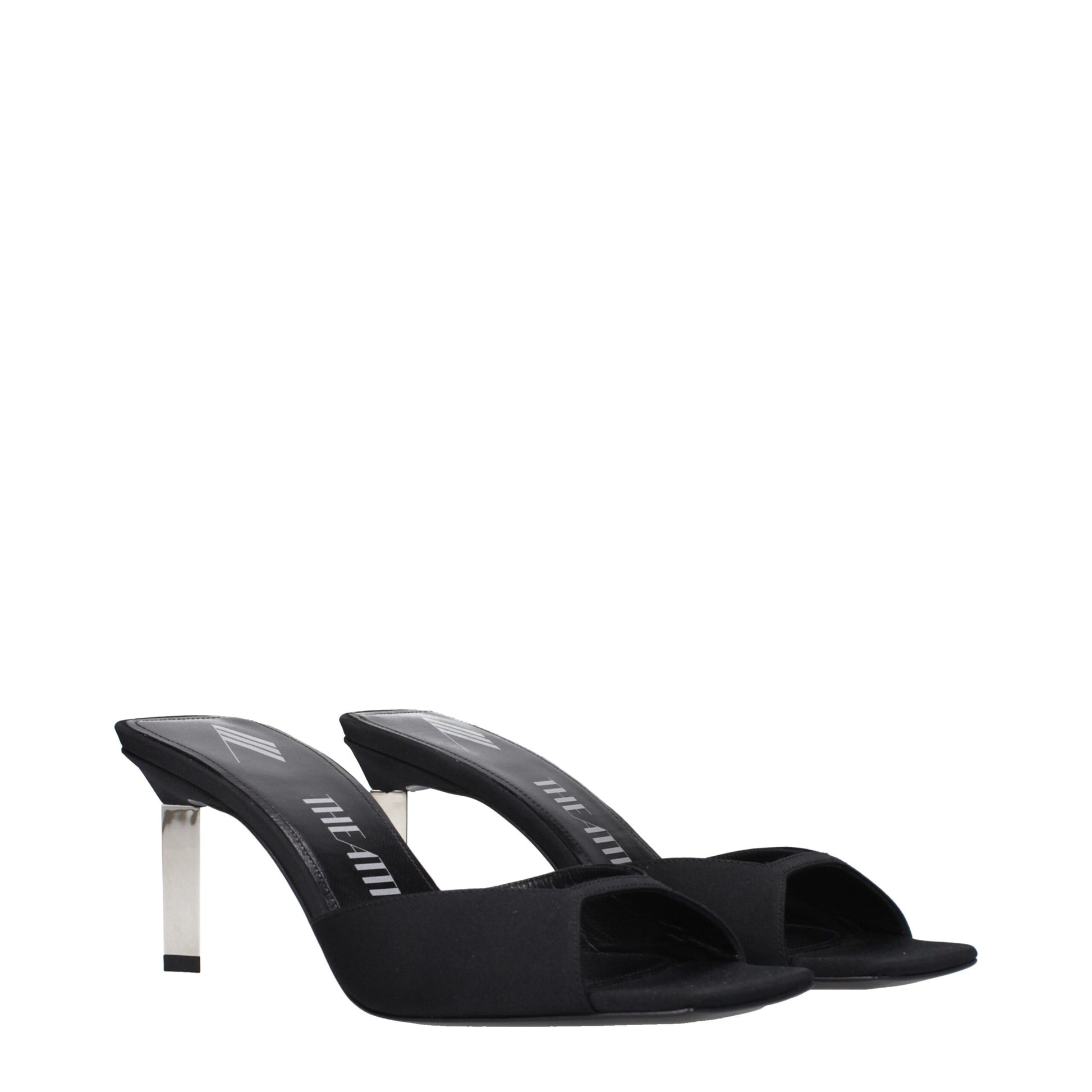 Black Satin Stiletto Heel Sandals Shoes The Attico