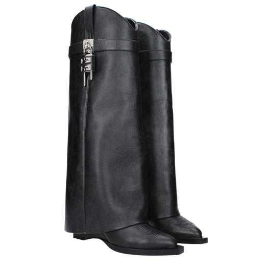 Black Leather Boots Shoes Givenchy