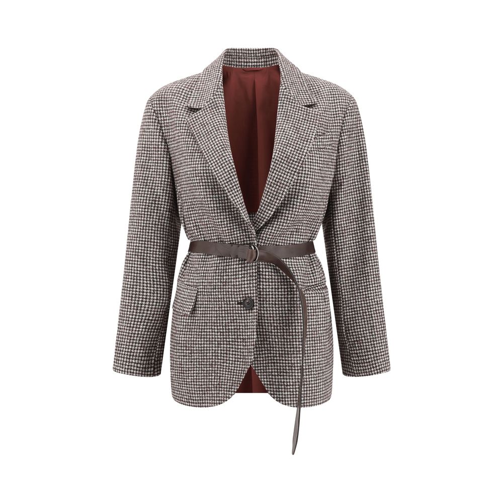 Brown Wool Blazer Coats Brunello Cucinelli