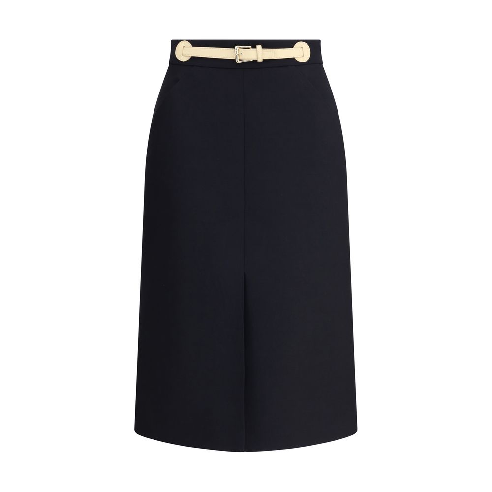 Black Fleece Wool Midi Skirt Skirts Valentino