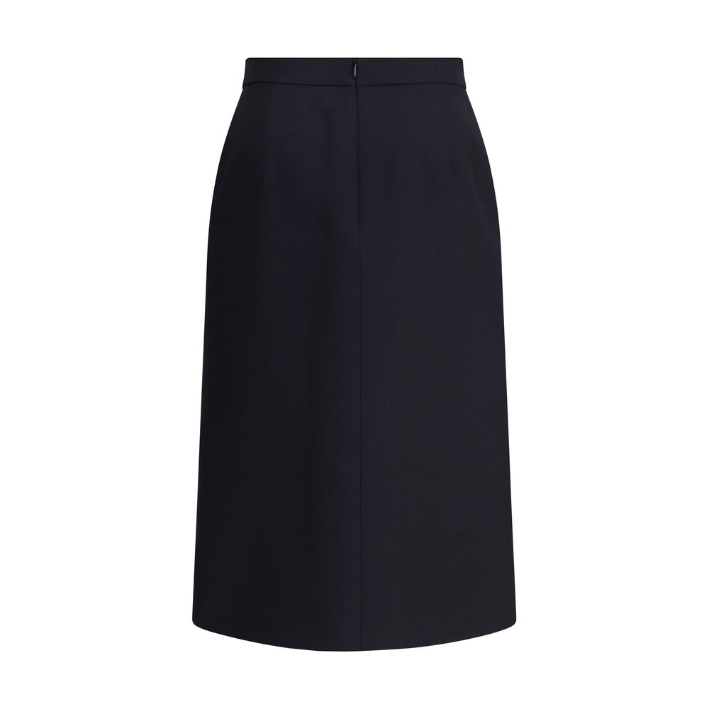 Black Fleece Wool Midi Skirt Skirts Valentino