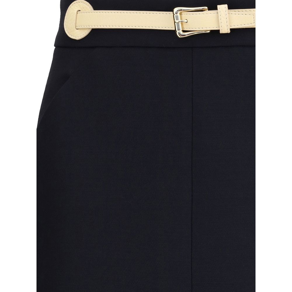 Black Fleece Wool Midi Skirt Skirts Valentino
