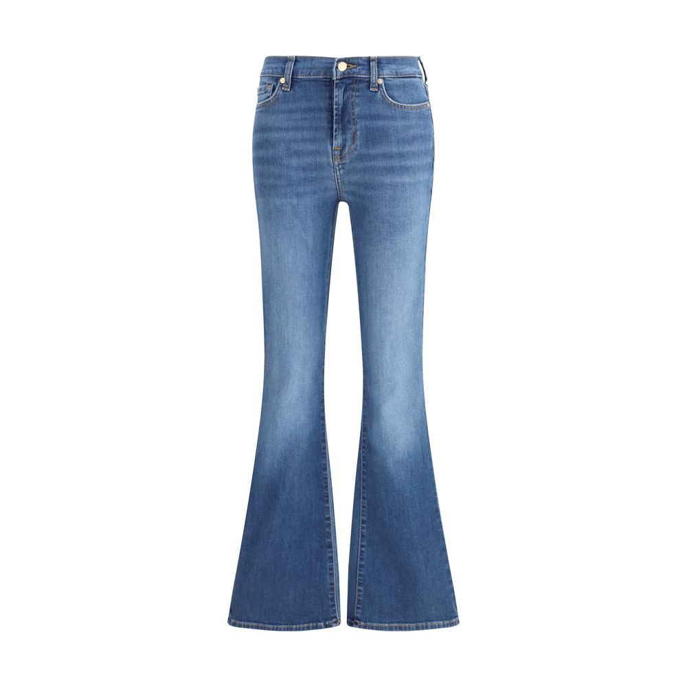 Blue Cotton Flared Jeans Pants 7FOR