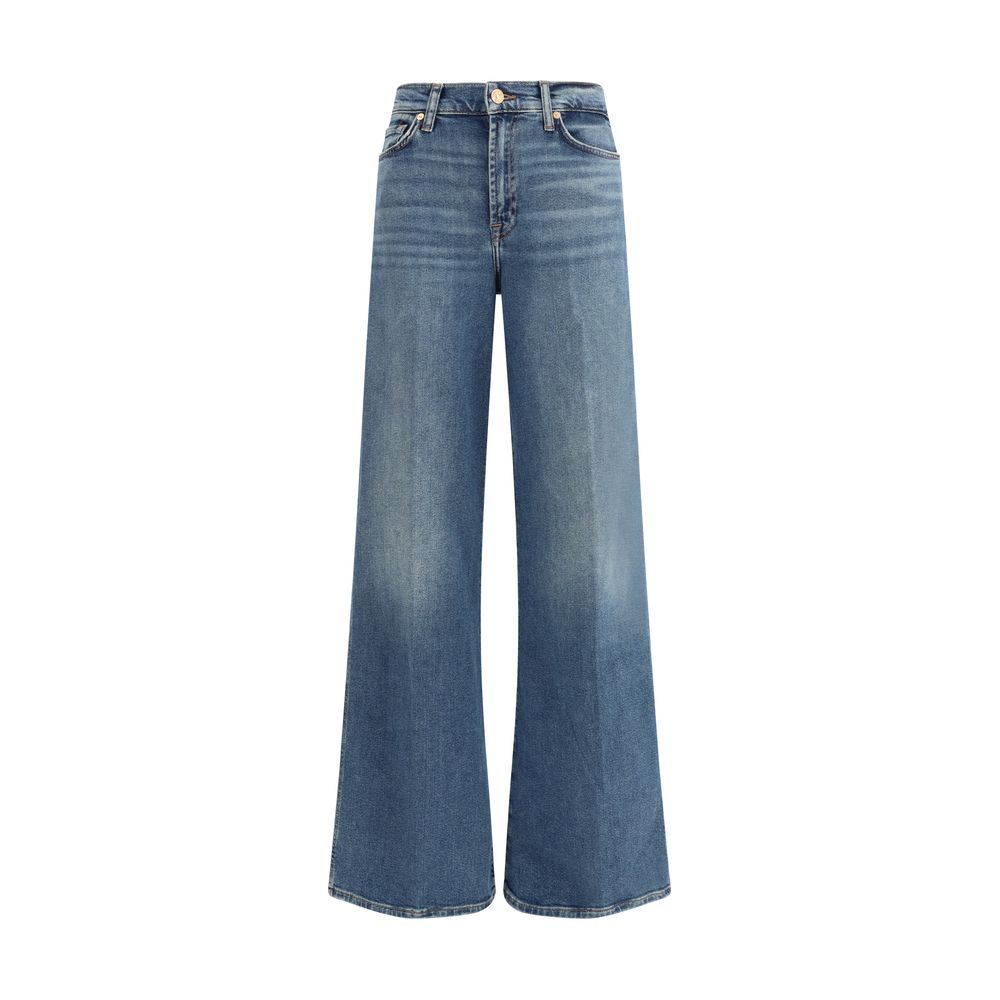 Blue Cotton Flared Jeans Pants 7FOR