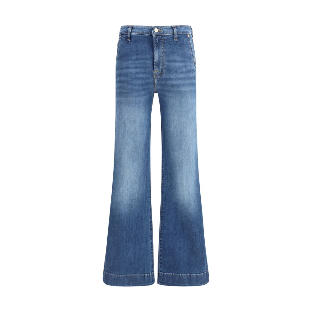 Blue Cotton Flared Jeans Pants 7FOR