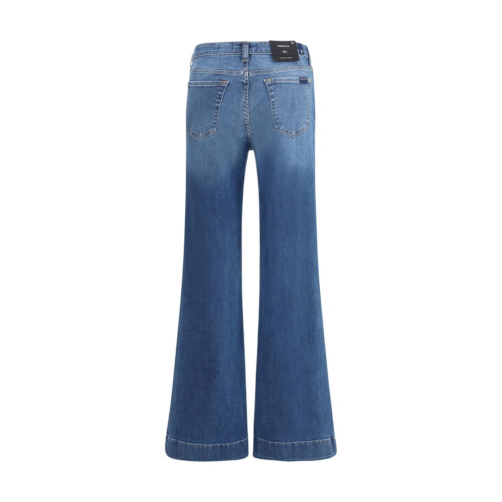 Blue Cotton Flared Jeans Pants 7FOR