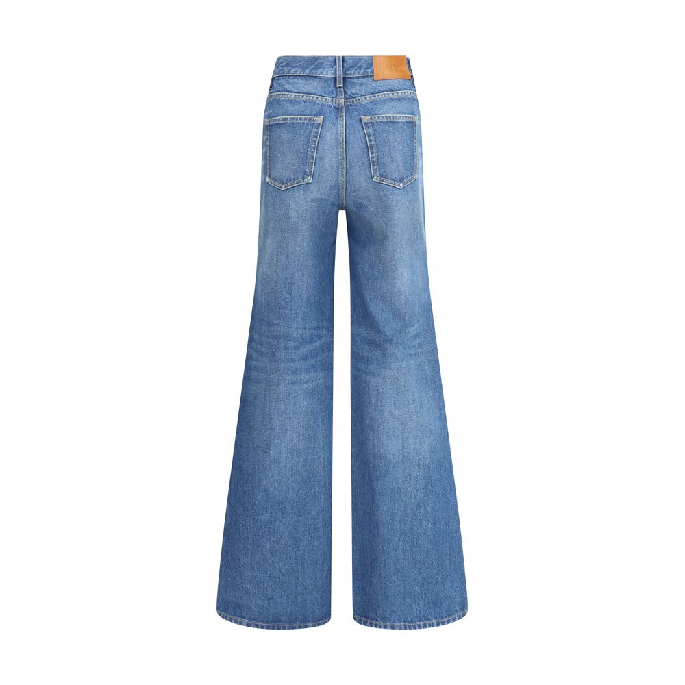Blue Cotton Flared Jeans Chloé