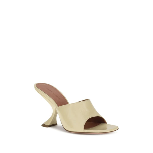 Cream Calf Leather Bos Taurus Stiletto Heel Sandals Shoes Amina Muaddi