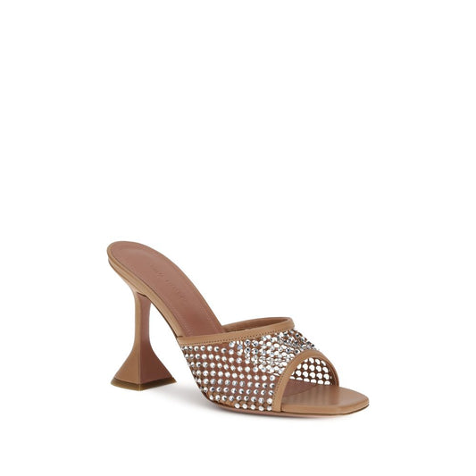 Beige Goatskin Stiletto Heel Sandals Shoes Amina Muaddi