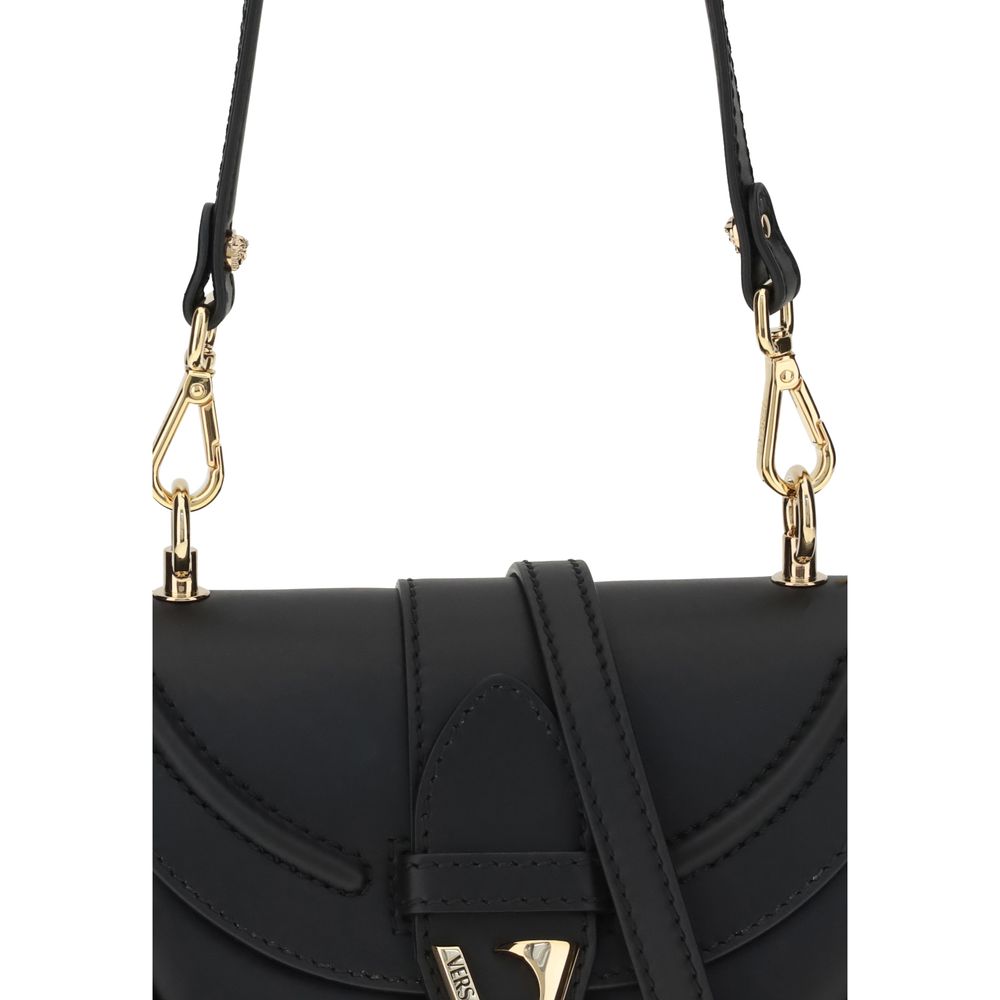 Black Calf Leather Bos Taurus Shoulder Bag Bags Versace