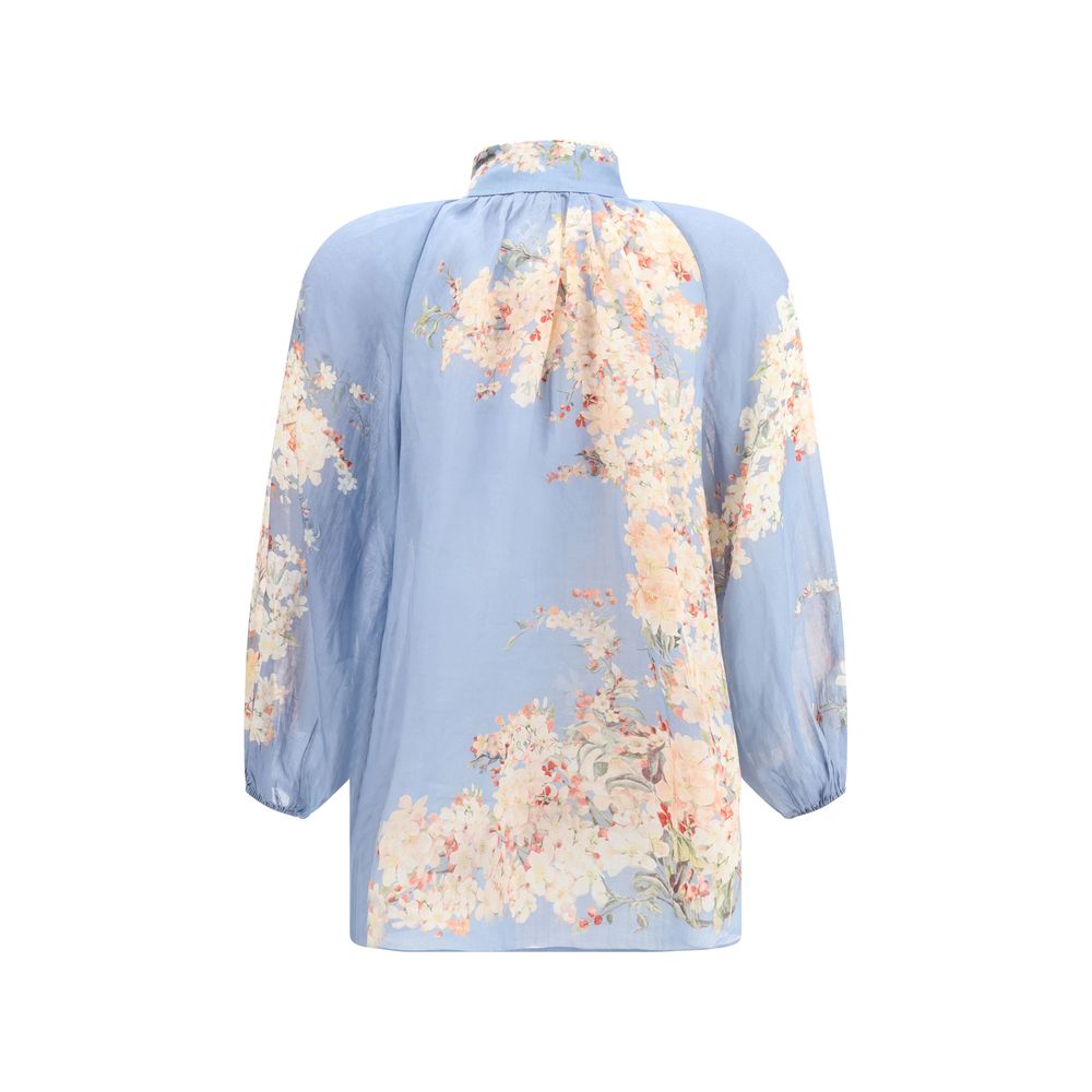 Light Blue Ramie Blouse Blouses Zimmermann