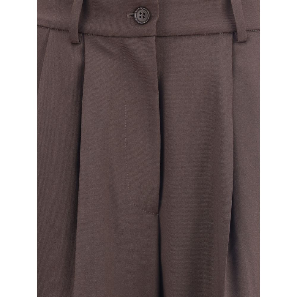 Brown Fleece Wool Dress Pants P.A.R.O.S.H.