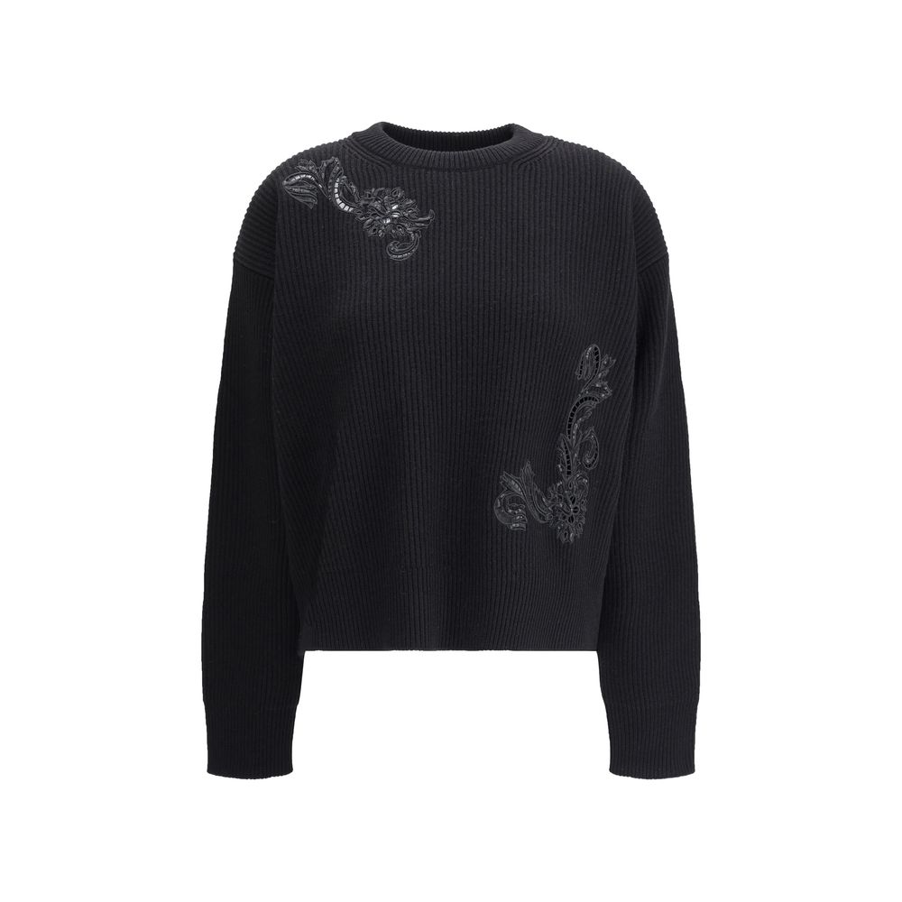 Black Fleece Wool Sweatshirt Knitwear Versace