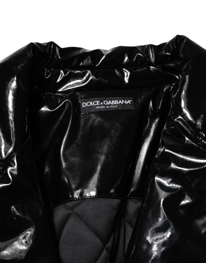 Polyester Black Quilted Puffer Coat Jacket Coats Dolce & Gabbana