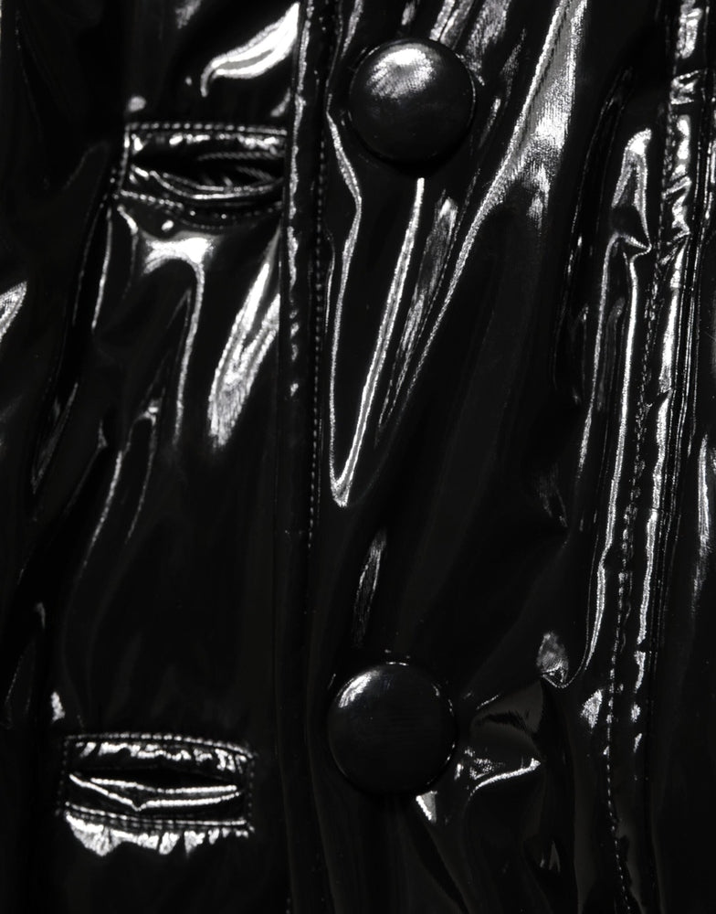 Polyester Black Quilted Puffer Coat Jacket Coats Dolce & Gabbana