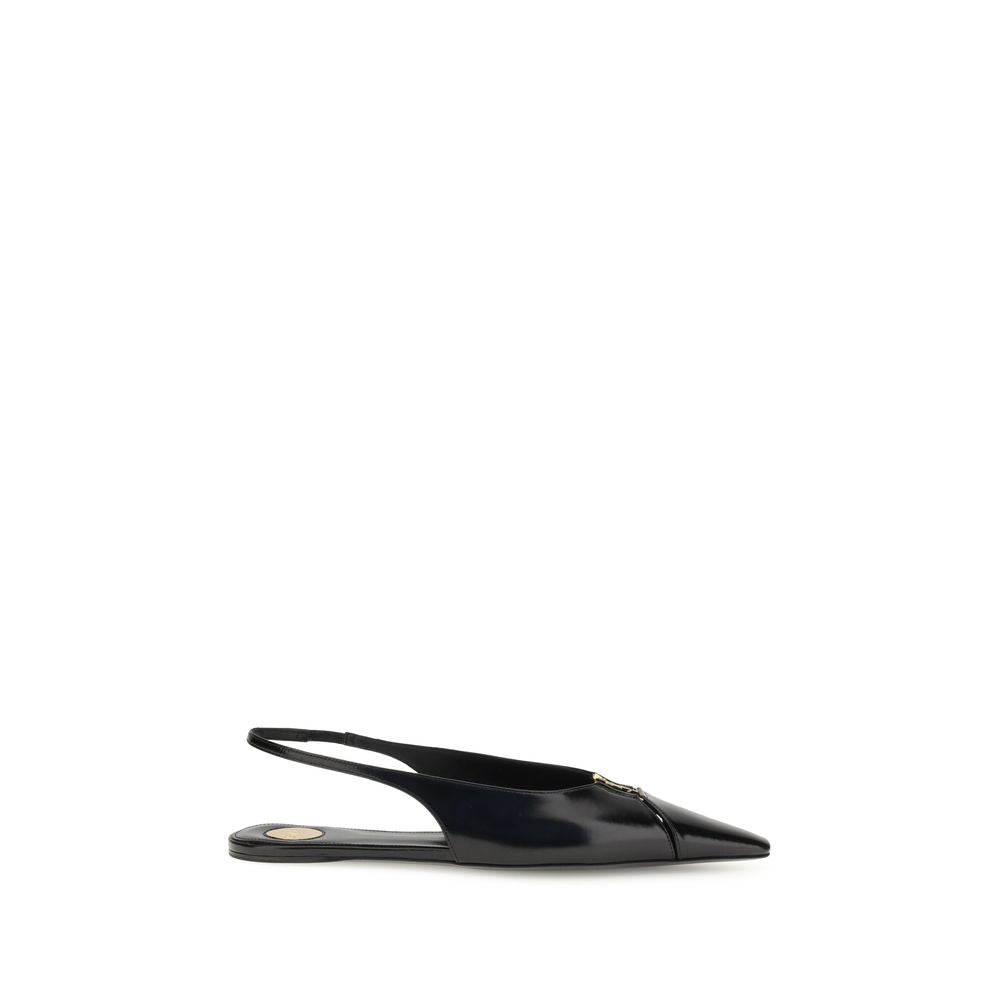 Black Calf Leather Bos Taurus Ballet Flats Shoes Saint Laurent
