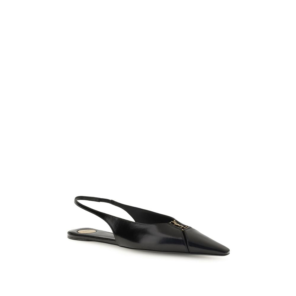 Black Calf Leather Bos Taurus Ballet Flats Shoes Saint Laurent