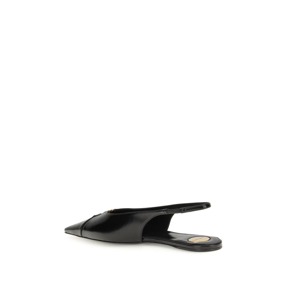 Black Calf Leather Bos Taurus Ballet Flats Shoes Saint Laurent