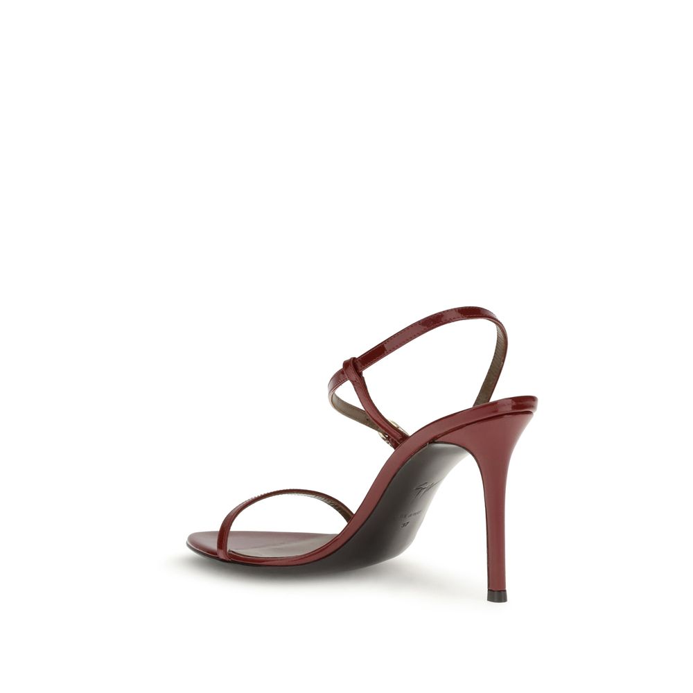 Red Leather Stiletto Heel Sandals Shoes Giuseppe Zanotti