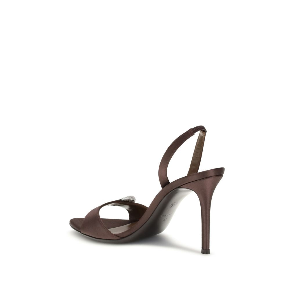 Brown Silk Stiletto Heel Sandals Shoes Giuseppe Zanotti