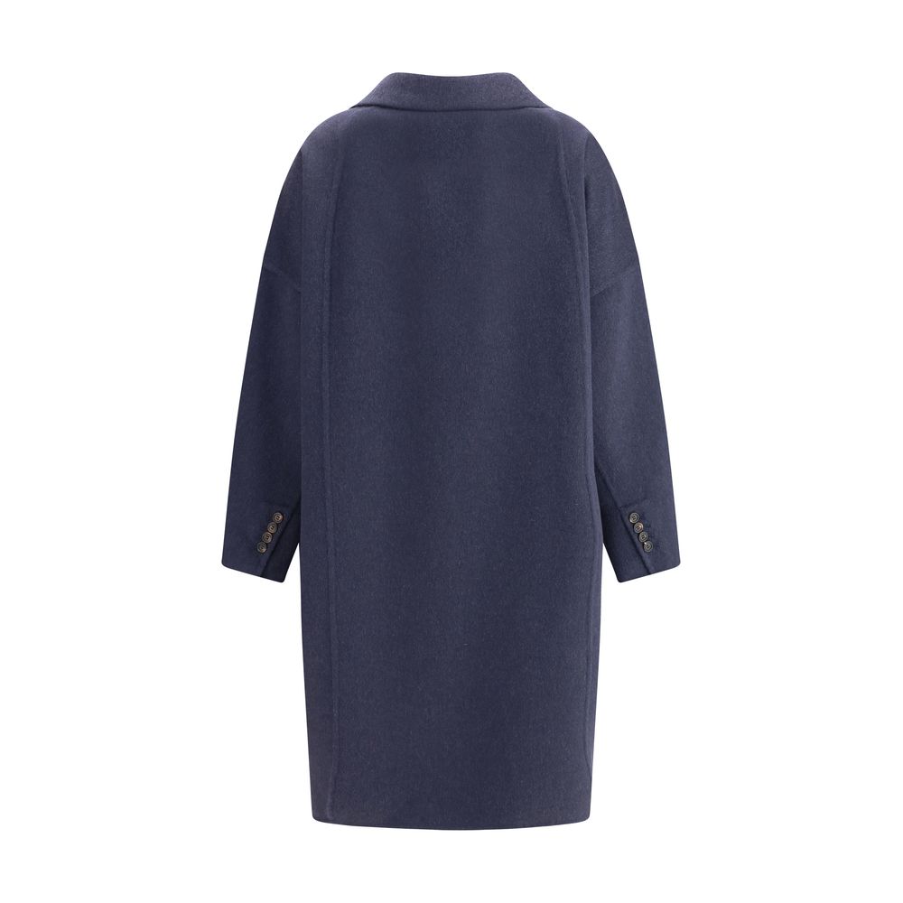 Blue Cashmere Coat Coats Brunello Cucinelli