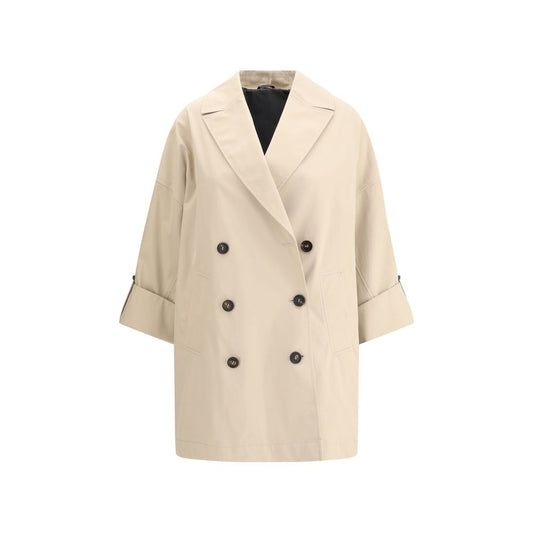 Beige Cotton Coat Coats Brunello Cucinelli