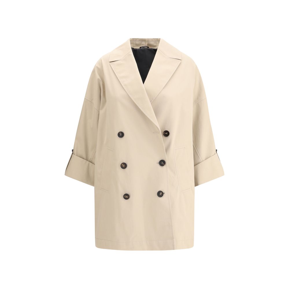 Beige Cotton Coat Coats Brunello Cucinelli