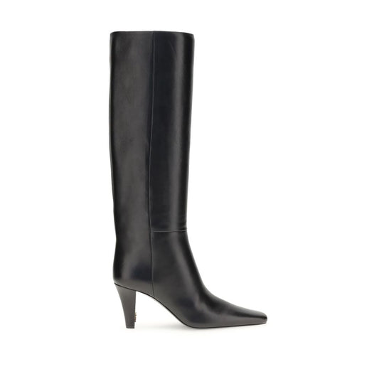 Black Leather High Heel Boots Shoes Saint Laurent