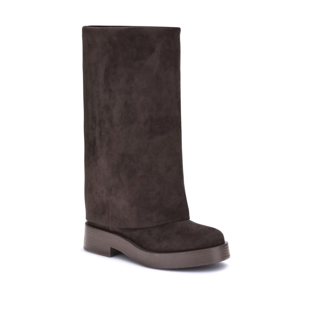 Brown Polyester Flat Boots Shoes Casadei