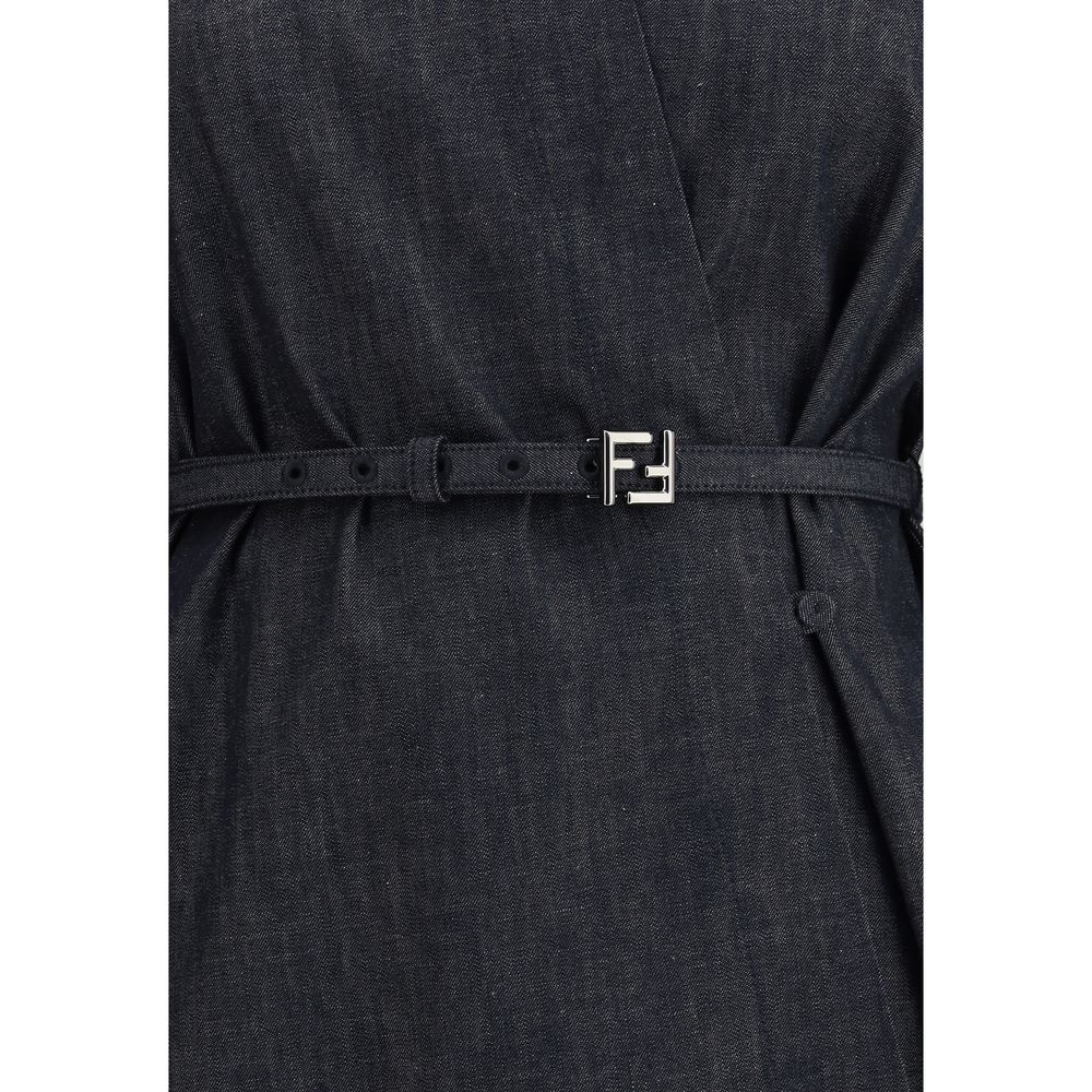 Blue Cotton Casual Dress Dress Fendi