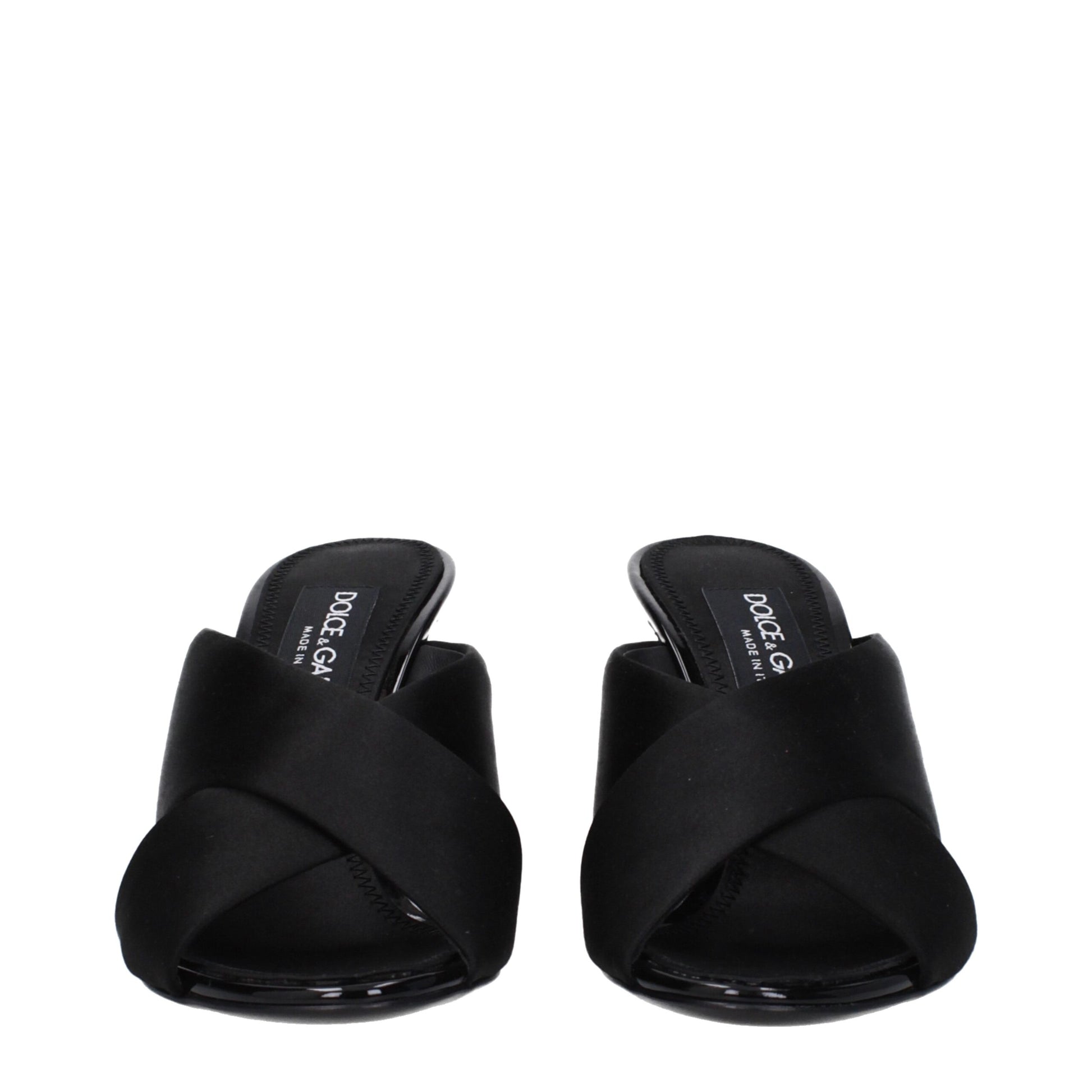 Black Satin Stiletto Heel Sandals Shoes Dolce & Gabbana