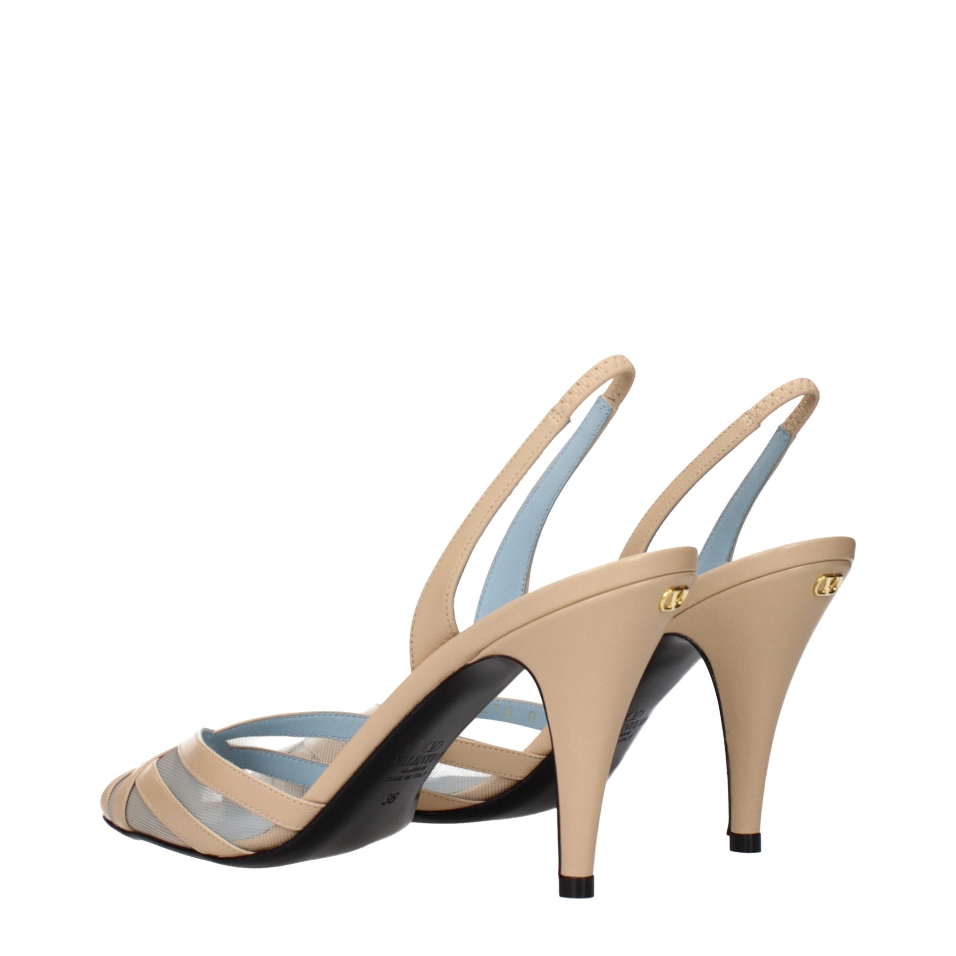 Beige Leather Stiletto Heel Sandals Shoes Valentino Garavani