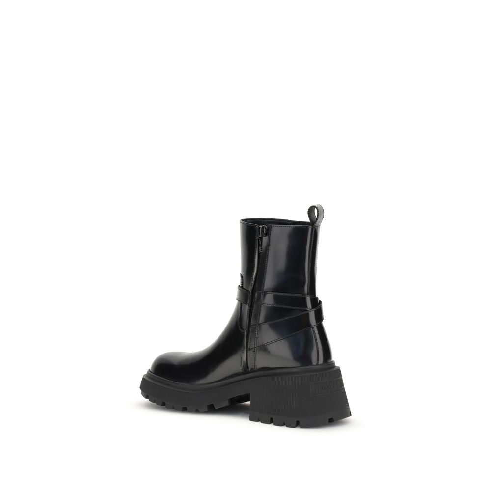 Black Calf Leather Bos Taurus Ankle Boots Shoes Jimmy Choo