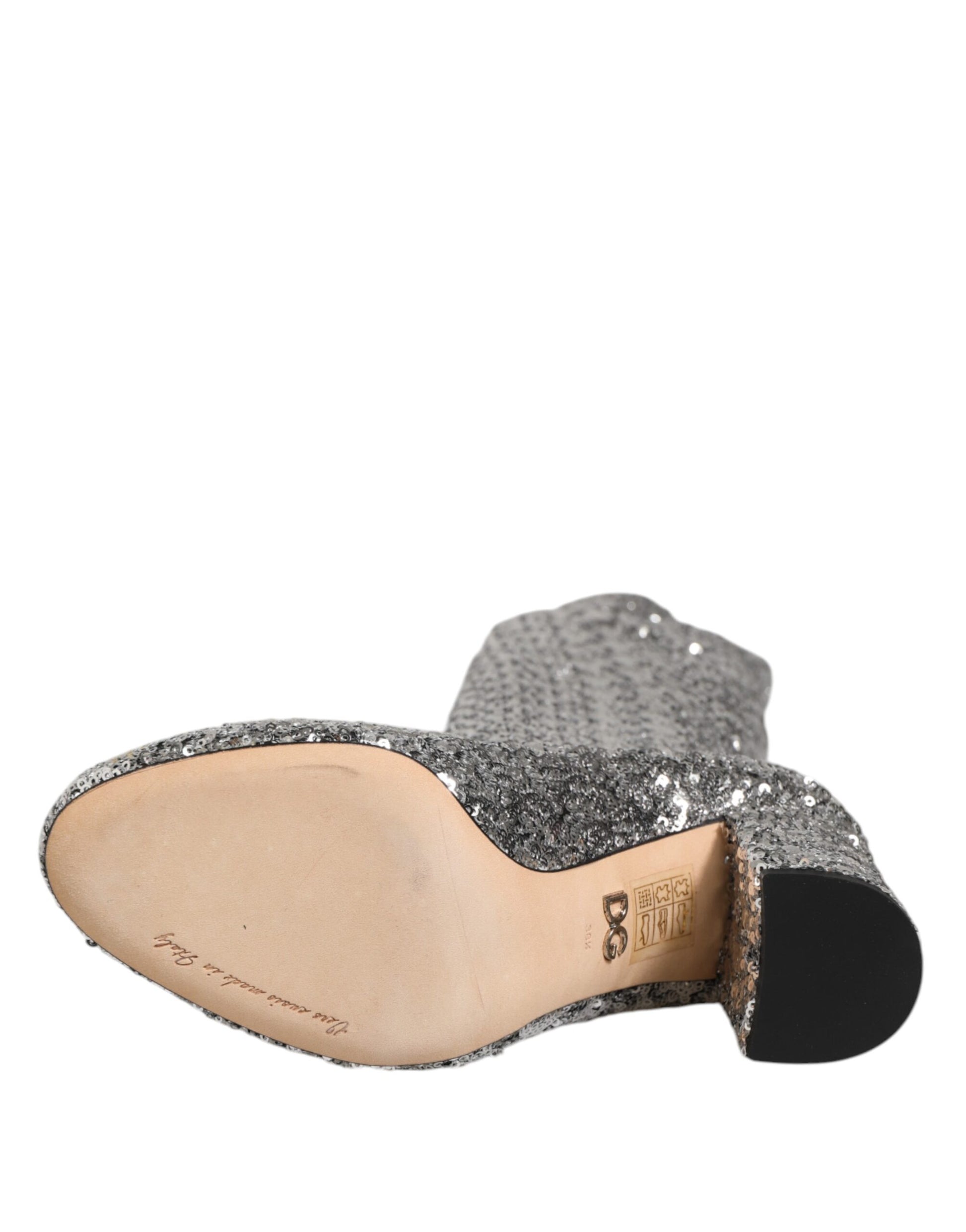 Shoes Silver Sequins Glitter High Heel Boot Shoes Shoes Dolce & Gabbana