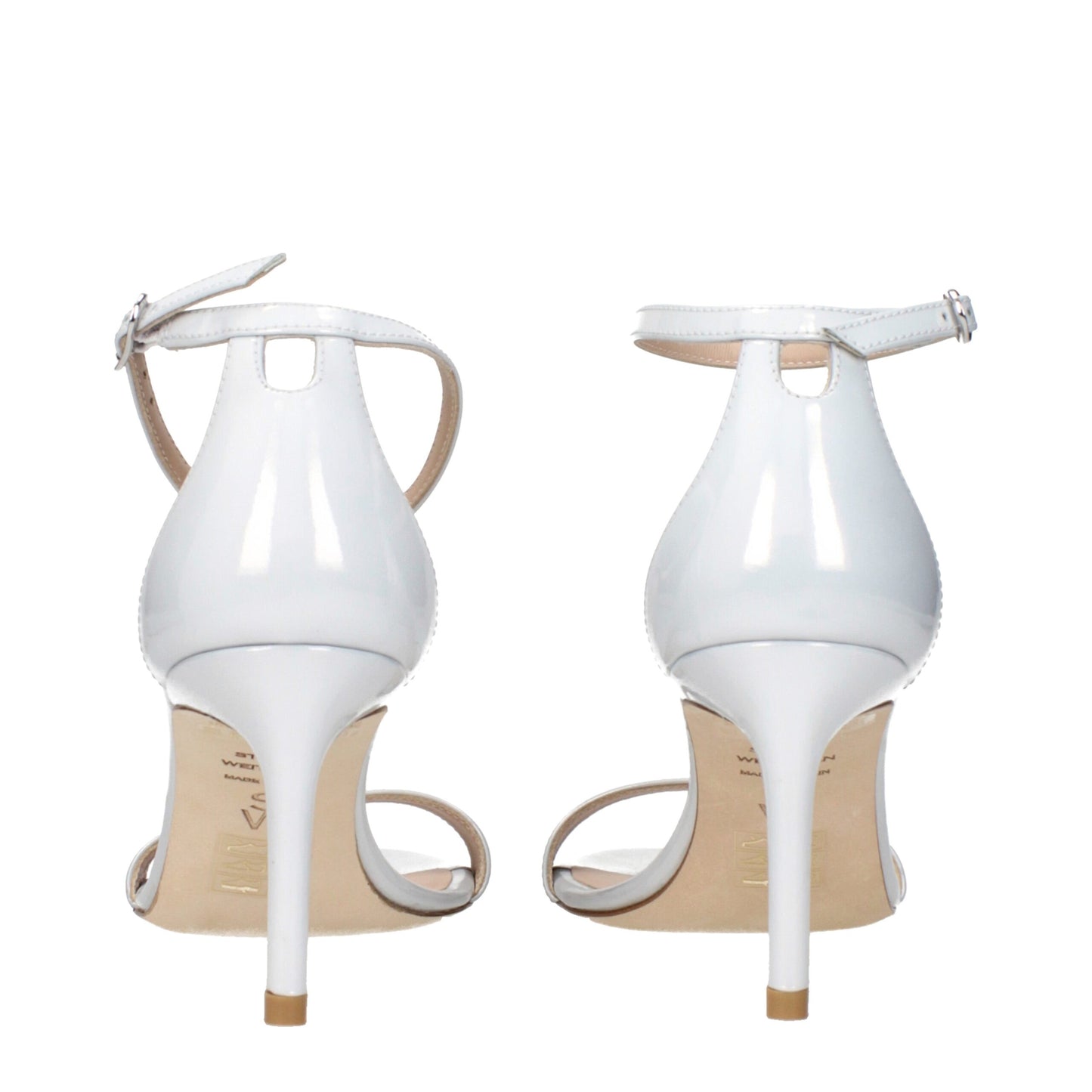 White Leather Stiletto Heel Sandals Shoes Stuart Weitzman