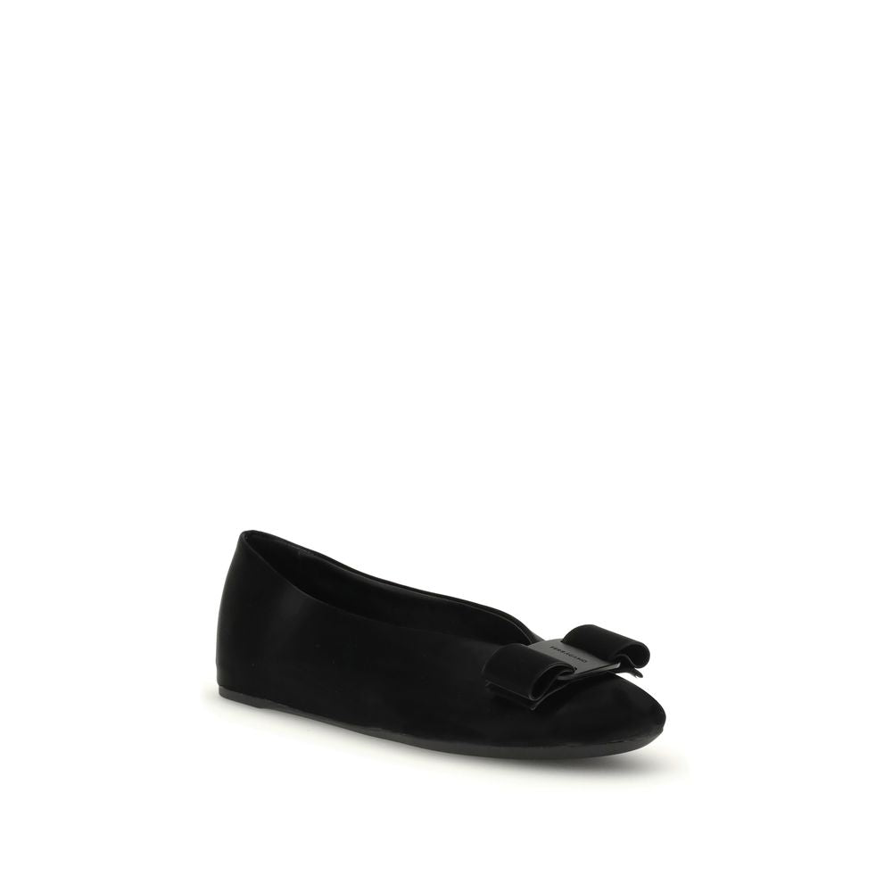 Black Calf Leather Bos Taurus Ballet Flats Shoes Ferragamo