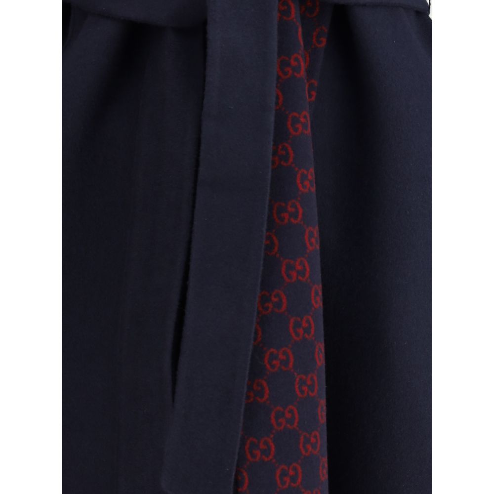 Blue Wool Coat Coats Gucci