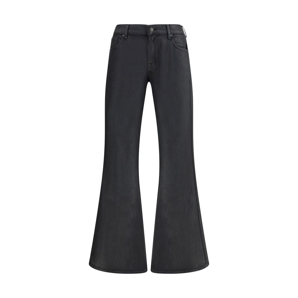 Black Cotton Flared Jeans Pants 7FOR