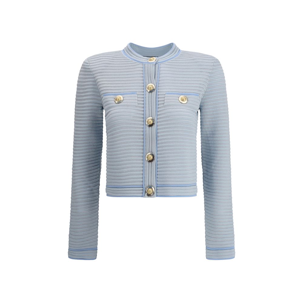 Light Blue Viscose Cardigan Knitwear Balmain