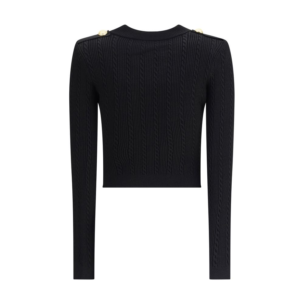 Black Viscose Cardigan Knitwear Balmain