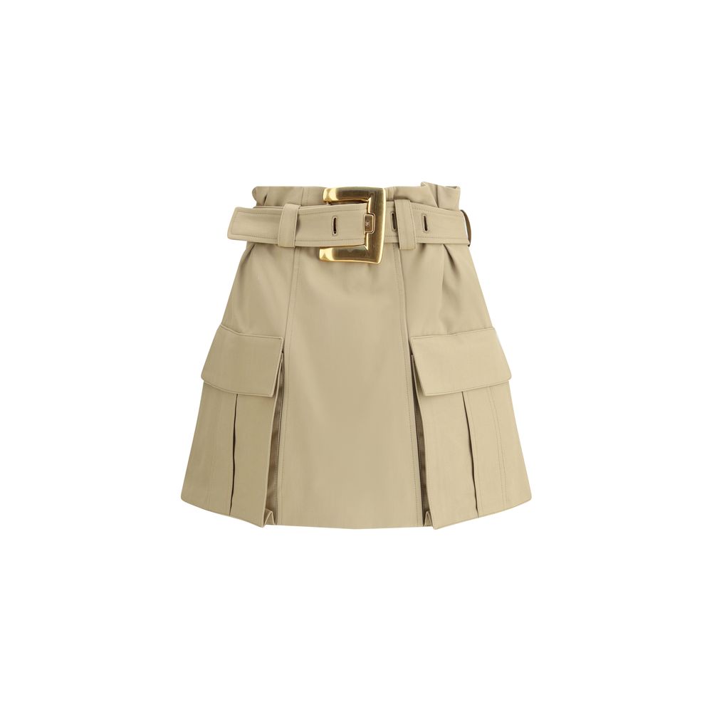 Beige Cotton Mini Skirt Skirts Balmain