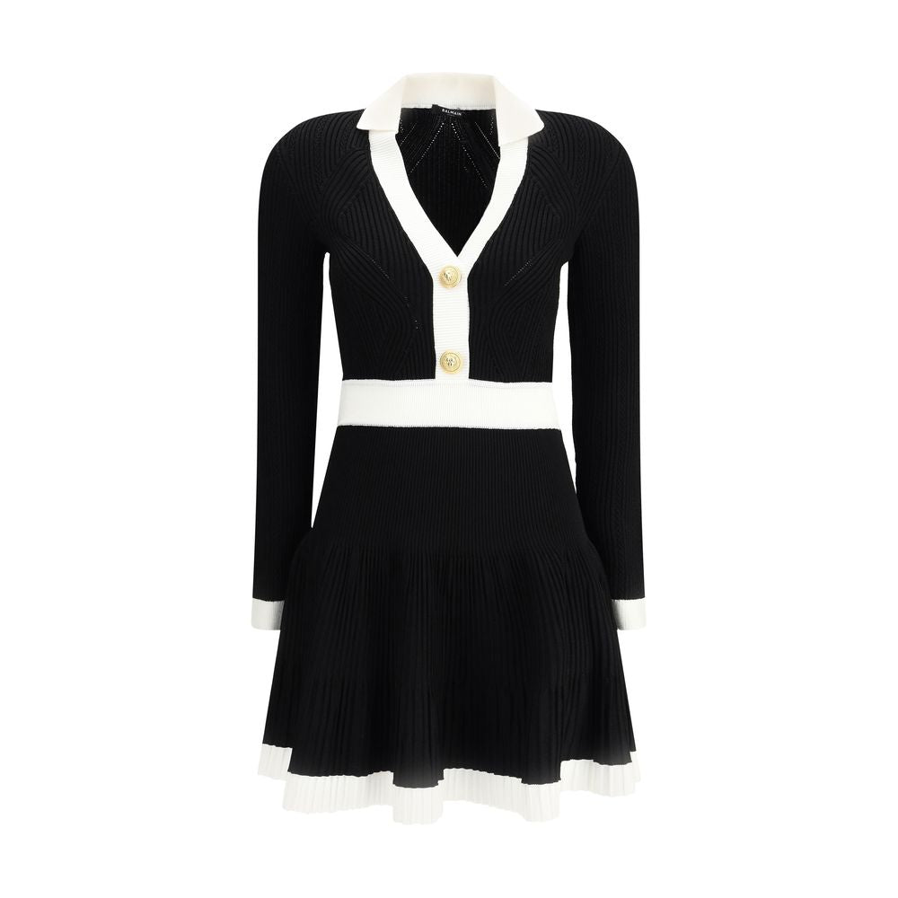 Black Viscose Casual Dress Dress Balmain