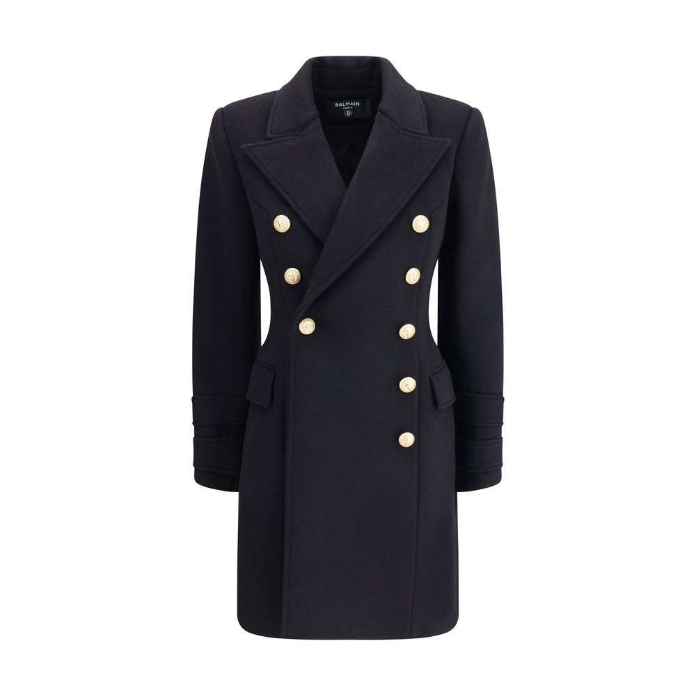Black Fleece Wool Coat Coats Balmain