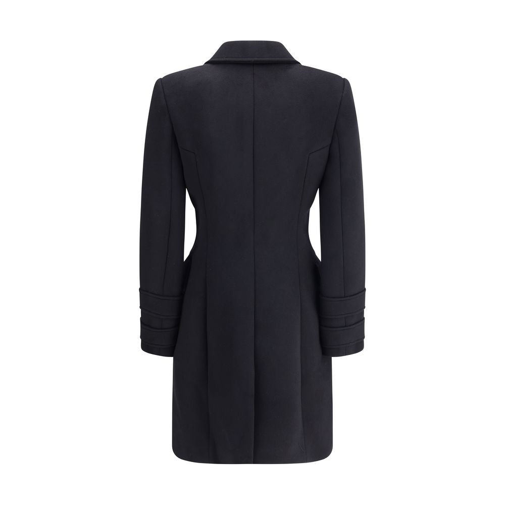 Black Fleece Wool Coat Coats Balmain