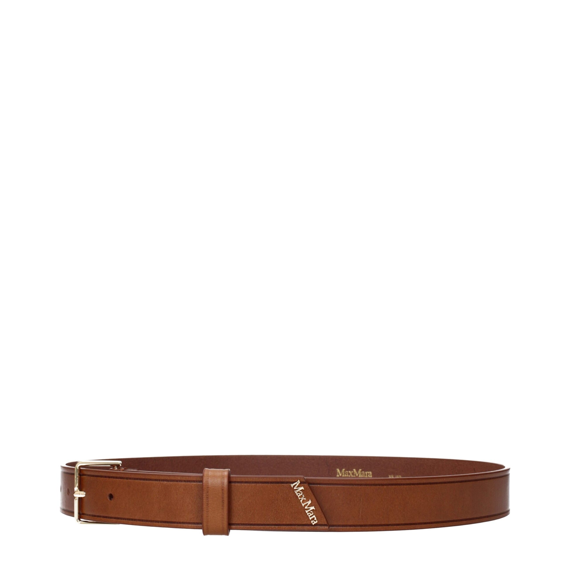 Brown Leather Regular Belt Belt Max Mara