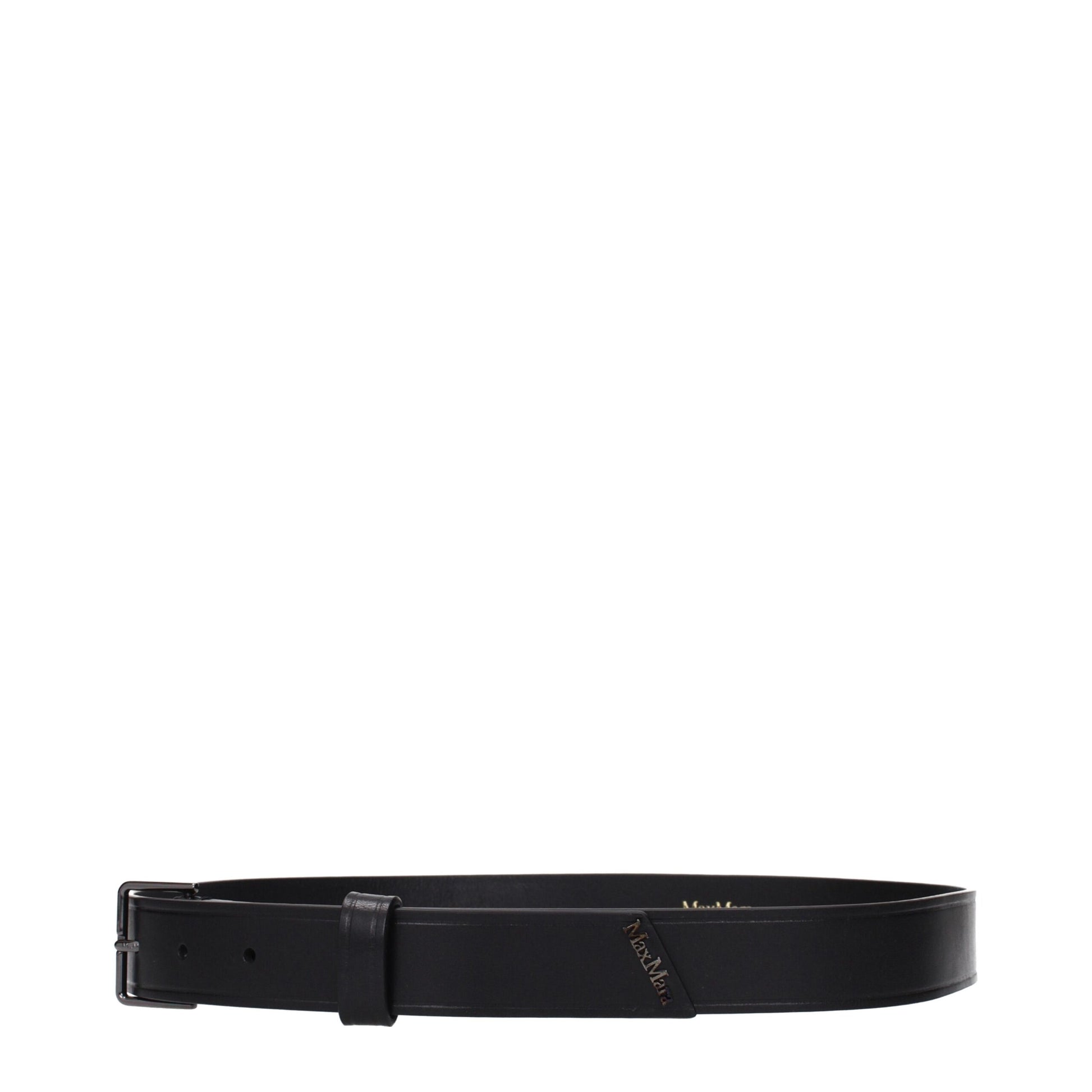 Black Leather Regular Belt Belt Max Mara