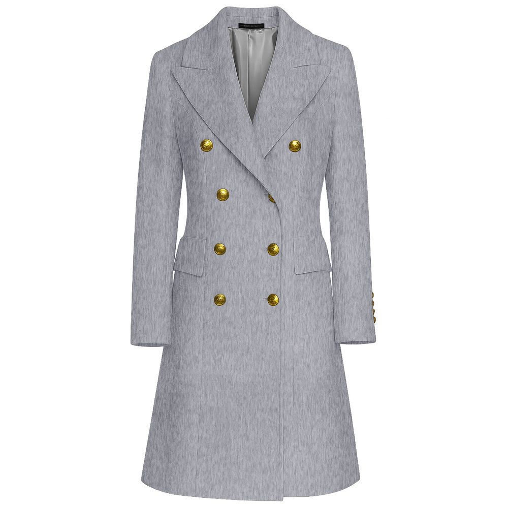 Gray Wool Women Coat Coats Made in Italy