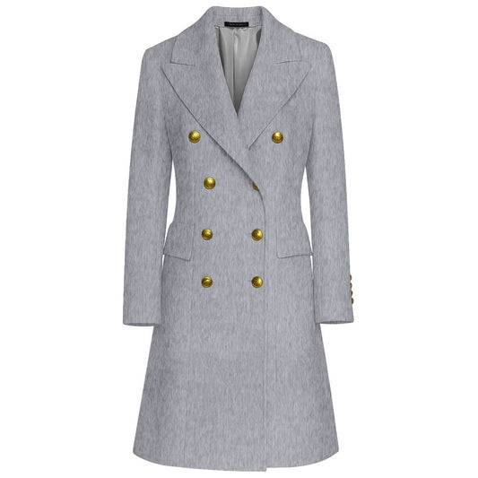 Gray Wool Women Coat Coats Made in Italy