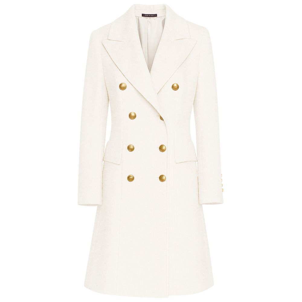 White Wool Women Coat Coats Made in Italy