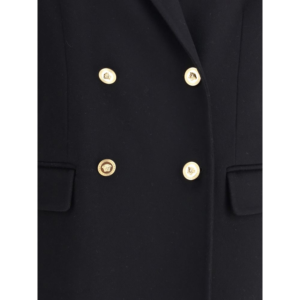Black Cashmere Coat Coats Versace